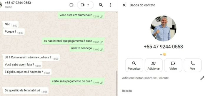 Golpista se passa por prefeito de Blumenau e pede R$ 17 mil