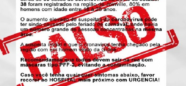 Coronavírus em Joinville é notícia falsa