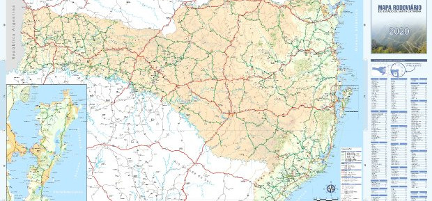 Estado disponibiliza Mapa Rodoviário Catarinense 2020 para download