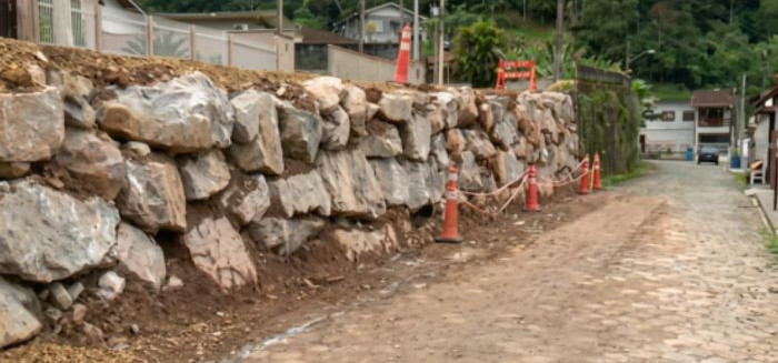 Muro com risco de queda é reconstruído na Glória